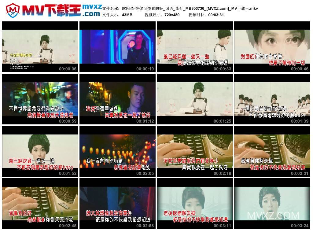 欧阳朵-等你习惯我的好_国语_流行_MB303736